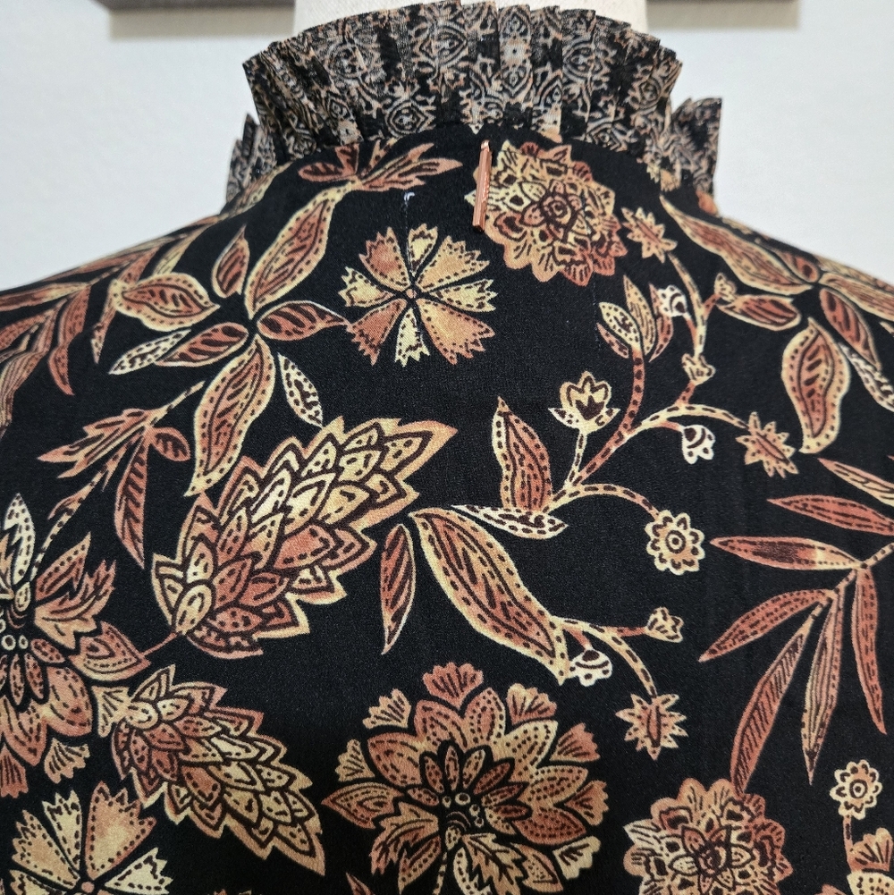 ​MISA Los Angeles Garance Blouse Gilded Paisley Floral Ruffle Puff Sleeve XS - Picture 10 of 15